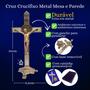 Imagem de Crucifixo Em Metal Para Parede E Mesa Resinado 20cm Estilizado com Pedestal Cruz Moderna Decoração de Balcão para Altar