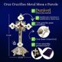 Imagem de Crucifixo Em Metal Para Parede E Mesa Resinado com Pedestal 17cm Cruz Moderna de Metal para Altar Sala Quarto Presente