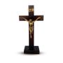 Imagem de Cruz de Madeira com Base Crucifixo de Mesa com Cristo 24,5 cm Com Pedestal Para Altar Sala Quarto de Mesa com Pézinho