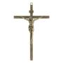 Imagem de Cruz de Parede Jesus Cristo Metal Dourado Ouro Velho 25cm
