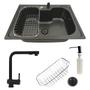 Imagem de Cuba cozinha gourmet 50x40 black + torneira extensível preta