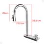 Imagem de Cuba cozinha gourmet premium cascata com torneira lavador copos aço inox 304 cromado