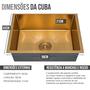Imagem de Cuba Cozinha Gourmet Quadrada Gold Dourado Inox Acessórios