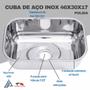 Imagem de Cuba de Aço Inox Medida 46x30x17 Polida com Válvula 3 1/2 e Sifão