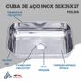 Imagem de Cuba de Aço Inox Medida 56x34x17 Polida com Válvula 3 1/2 e Sifão
