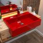 Imagem de Cuba de Semi Encaixe Retangular C01 Para Banheiro XRT55 Vermelho - Lyam Decor