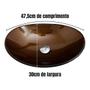 Imagem de Cuba de Vidro Banheiro Lavabo Oval Canoa 47,5cm - Modelo de Apoio 8mm