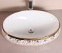 Imagem de Cuba Dourada Oval Luxo Lavabo Banheiro 62X42Cm