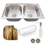Imagem de Cuba dupla inox escovado cozinha gourmet com tábua de corte