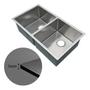 Imagem de Cuba Dupla Inox Quadrada Cozinha Pia Gourmet Prata 75x41 