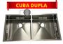 Imagem de Cuba Dupla Inox Quadrada Gourmet Calha C Válvula 40x40 Pia Úmida com Canal Equipado