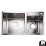 Imagem de Cuba Dupla Pia Cozinha Escovada Inox com Torneira Monocomando 1 Saída