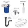 Imagem de Cuba gourmet 50x40 inox 304 + kit com lixeira de embutir 5l