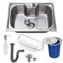 Imagem de Cuba gourmet 50x40 inox 304 + kit com lixeira de embutir 5l