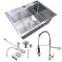 Imagem de Cuba Gourmet Pia Prata Inox 60X45 + Torneira Monocomando