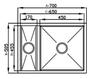 Imagem de Cuba Inox Debacco Quadratino Reversível 700X505x200 20.03.80400