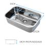 Imagem de Cuba inox docol n2 56x34x18cm para cozinha extra funda