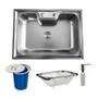 Imagem de Cuba Inox Gourmet + Dosador + Lixeira 3 Litros + Escorredor