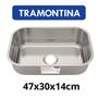 Imagem de Cuba Inox Retangular 47x30cm com Válvula e Sifão Instalação Embutir