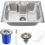 Imagem de Cuba para cozinha gourmet pia inox com acessórios Carajás e lixeira PIngoo.casa