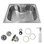 Imagem de Cuba Pia Gourmet Aço Inox 304 para cozinha Belcca 42x60cm Kit Completo CG304-C01