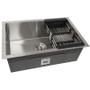 Imagem de Cuba Quadrada Inox  Cozinha Pia Embutir Sobrepor Gourmet 6040 Premium Com Acessórios