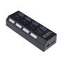 Imagem de Cubo USB 3.0 de 4 Portas com Adaptador de Alimentação e Interruptor Liga/Desliga para Notebook