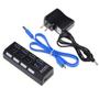 Imagem de Cubo USB 3.0 de 4 Portas com Adaptador de Alimentação e Interruptor Liga/Desliga para Notebook