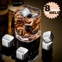 Imagem de Cubos De Gelo Aço Inox Metal Com Pegador Drinks Kit Com 8 Un