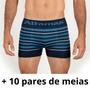 Imagem de Cueca Box Fit Adulto C/10 E 10 Par De Meias Cano Longo Kits.