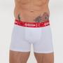 Imagem de Cueca Box Sem Costura Lateral Branco E/ Vermelho