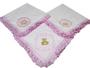 Imagem de Cueiro Manta Soft Para Bebê Bordada Com Lese 100% Algodão Kit 03 Peças Para Passeio e Maternidade