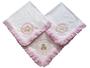 Imagem de Cueiro Manta Soft Para Bebê Bordada Com Lese 100% Algodão Kit 03 Peças Para Passeio e Maternidade
