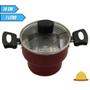 Imagem de Cuscuzeira Alegrete Antiaderente 14cm Com Tampa de Vidro 1 Litro - Vermelho