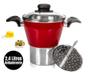 Imagem de Cuscuzeiro Cuscuzeira Panela Para Cuscuz e Legumes a Vapor de Alumínio Com Tampa de Vidro 2,4 Litro