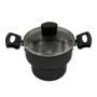 Imagem de Cuscuzeiro Enjoy Antiaderente 14Cm Com Tampa De Vidro Cinza