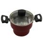 Imagem de Cuscuzeiro Enjoy Antiaderente 14cm Com Tampa Vidro Vermelho