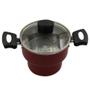 Imagem de Cuscuzeiro Enjoy Antiaderente 14Cm Com Tampa Vidro Vermelho