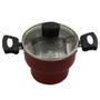 Imagem de Cuscuzeiro Enjoy Antiaderente 14Cm Com Tampa Vidro Vermelho