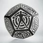 Imagem de Dados D12 Q-Workshop Hit Location - Extra Grandes em Preto e Branco