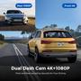 Imagem de Dash Cam 4K Dupla Lente com Câmera Traseira 1080P, WiFi, GPS e Monitoramento de Estacionamento 24h