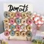 Imagem de Decoração de Mesa Rústica DIY de Madeira em Formato de Donut - Casamento, Chá de Bebê e Festa de Aniversário