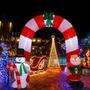 Imagem de Decoração de Natal Arco Inflável Grande 2,5m Papai Noel e Boneco de Neve Iluminação LED para Área Externa