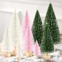 Imagem de Decoração de Natal Mini Trees Hommtina, 9 unidades com 4 tamanhos (verde, bege, rosa)