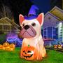 Imagem de Decoração Inflável de Halloween Zukakii - Abóbora de 1,5m com Chapéu de Bruxa