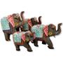 Imagem de Decoração Madeira Indiana Familia 4 Elefantes pintado a mão