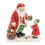 Imagem de Decoração Papai Noel com Criança Vermelho Verde Branco 14cm