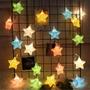 Imagem de Decoração Varal Cordão Fio de Luzes Lâmpadas Estrela Led Natal Enfeite 2m