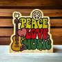 Imagem de Decoração Woodstock P Amor Música Rock N Roll Madeira