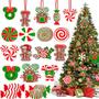 Imagem de Decorações da árvore de Natal, pirulito de Natal doces enfeites de cana cartões de papel pendurados Mick-ey Mouse Gingerbread decoração de Natal para decorações de árvore de Natal de hortelã-pimenta - Conjunto de 26